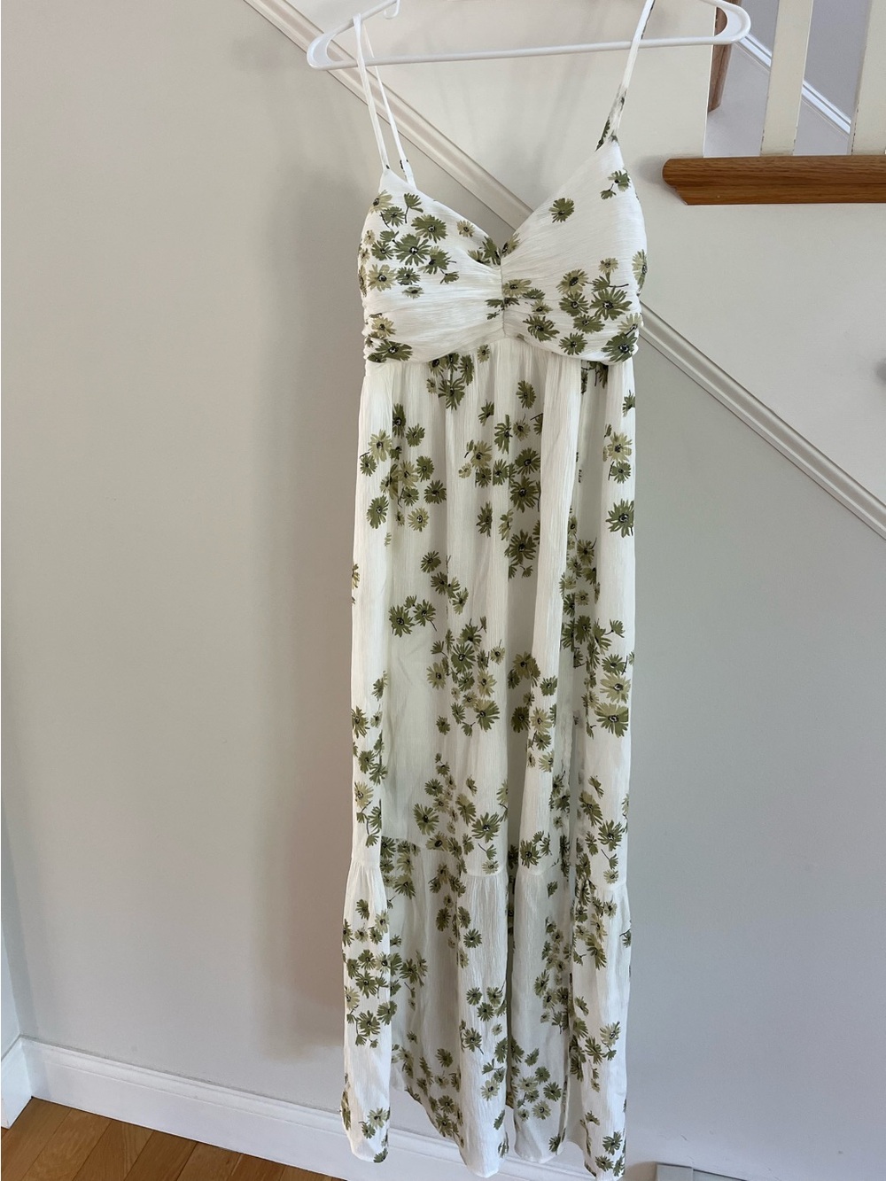 Abercrombie White Green Floral Maxi Dress SMALL TALL